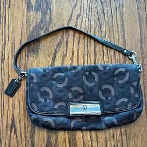 Coach Kristin Op Art Signature Wristlet Black Silver Gunmetal